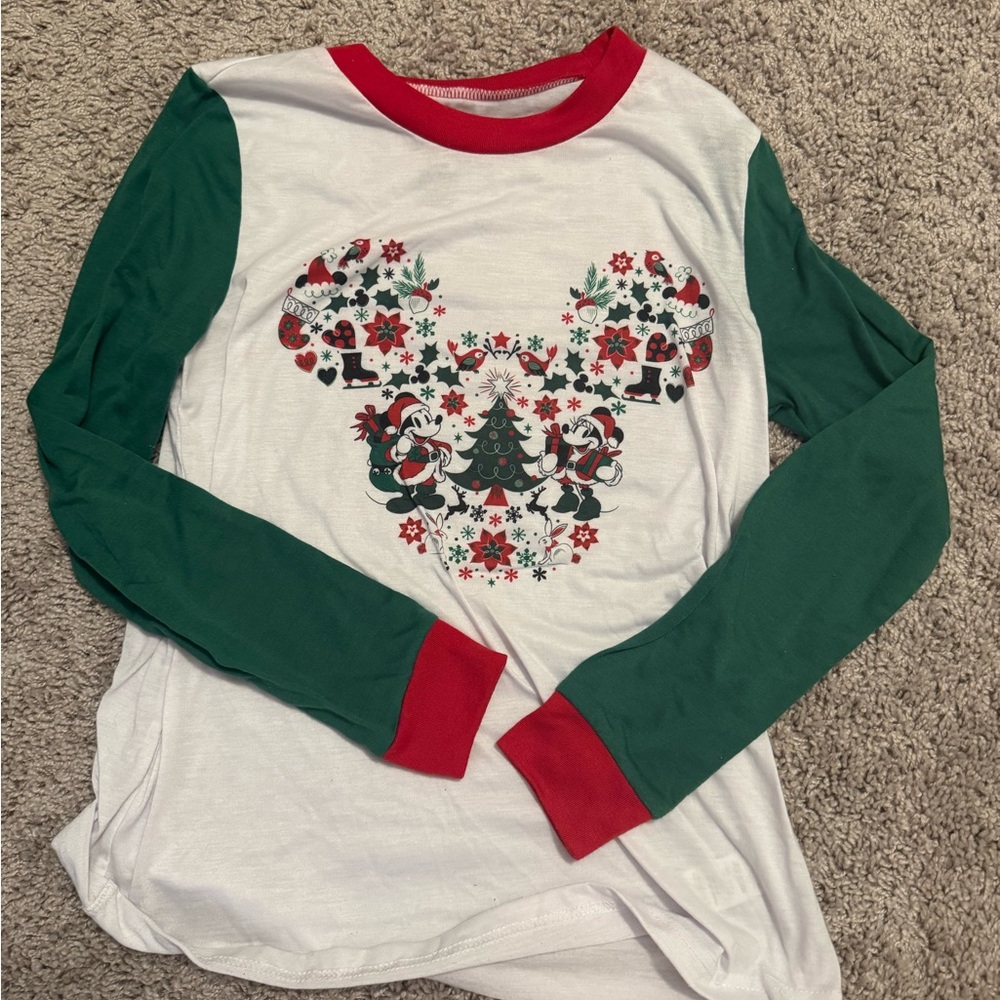Women's Disney Christmas Long Sleeve Pajama Shirt with Holiday Design - Picture 2 of 5